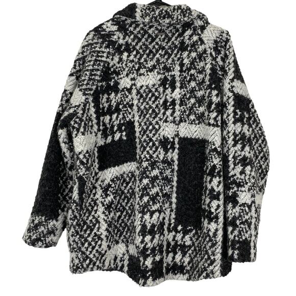 Prana Sakari Jacket Size Medium Black White Oversized Wool Textured - Picture 3 of 8